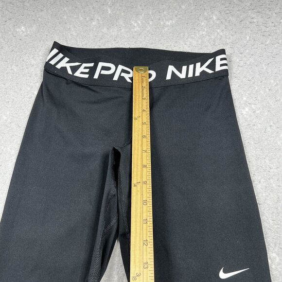 Nike Pro Leggings Womens Size Small Black Mesh Stretch Performance Inseam 22 in - Picture 6 of 11